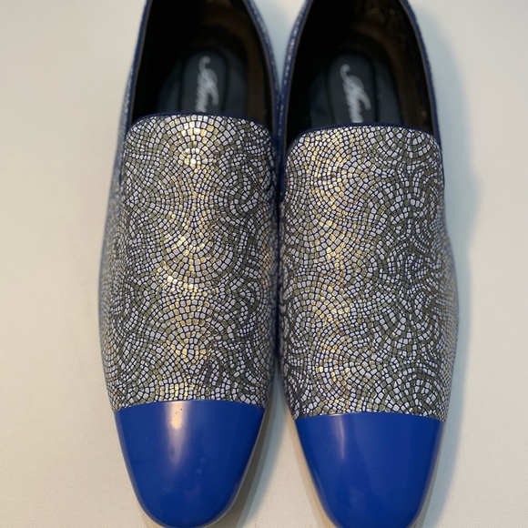 Stylish Blue and Silver Men's Slip-On Loafers Size 14 SB-6 - Picture 1 of 8